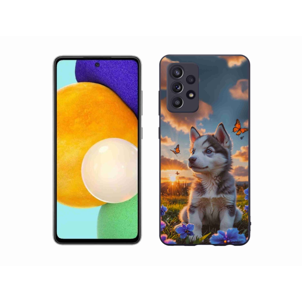 Gelový kryt mmCase na Samsung Galaxy A52/52 5G - husky při západu slunce