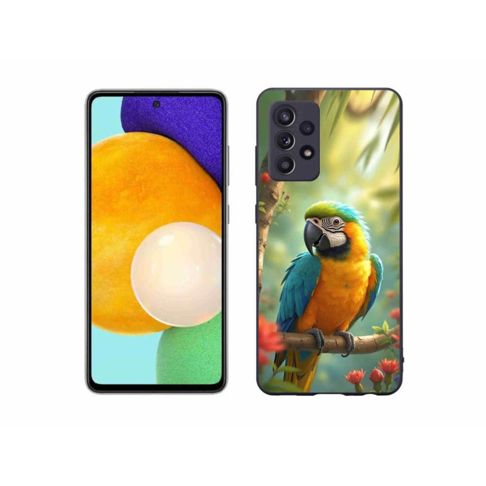 Gelový kryt mmCase na Samsung Galaxy A52/52 5G - papoušek ara modrožlutá