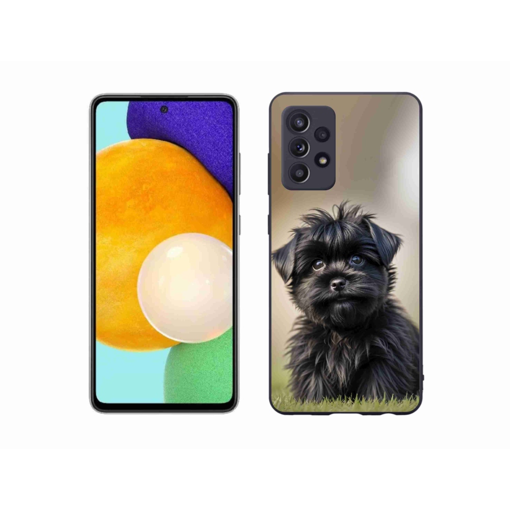 Gelový kryt mmCase na Samsung Galaxy A52/52 5G - roztomilý černý pejsek