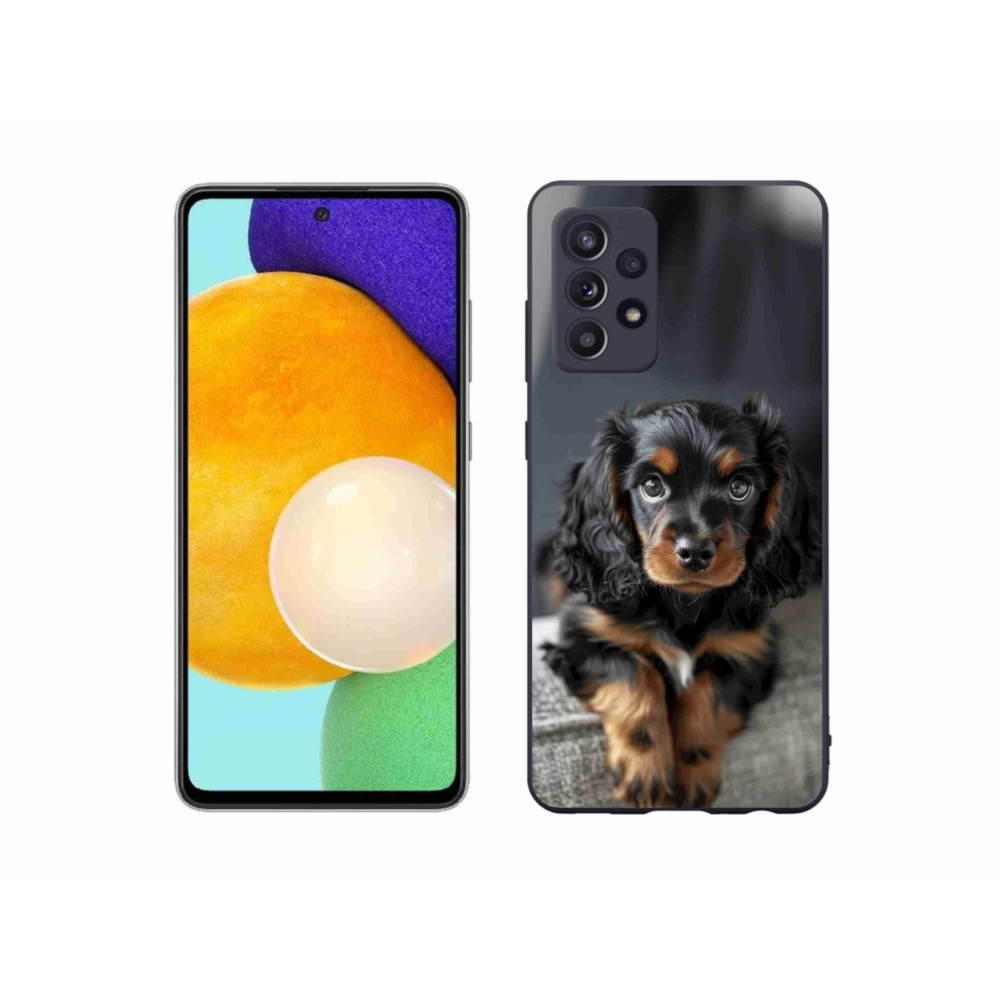 Gelový kryt mmCase na Samsung Galaxy A52/52 5G - roztomilý dlouhosrstý jezevčík
