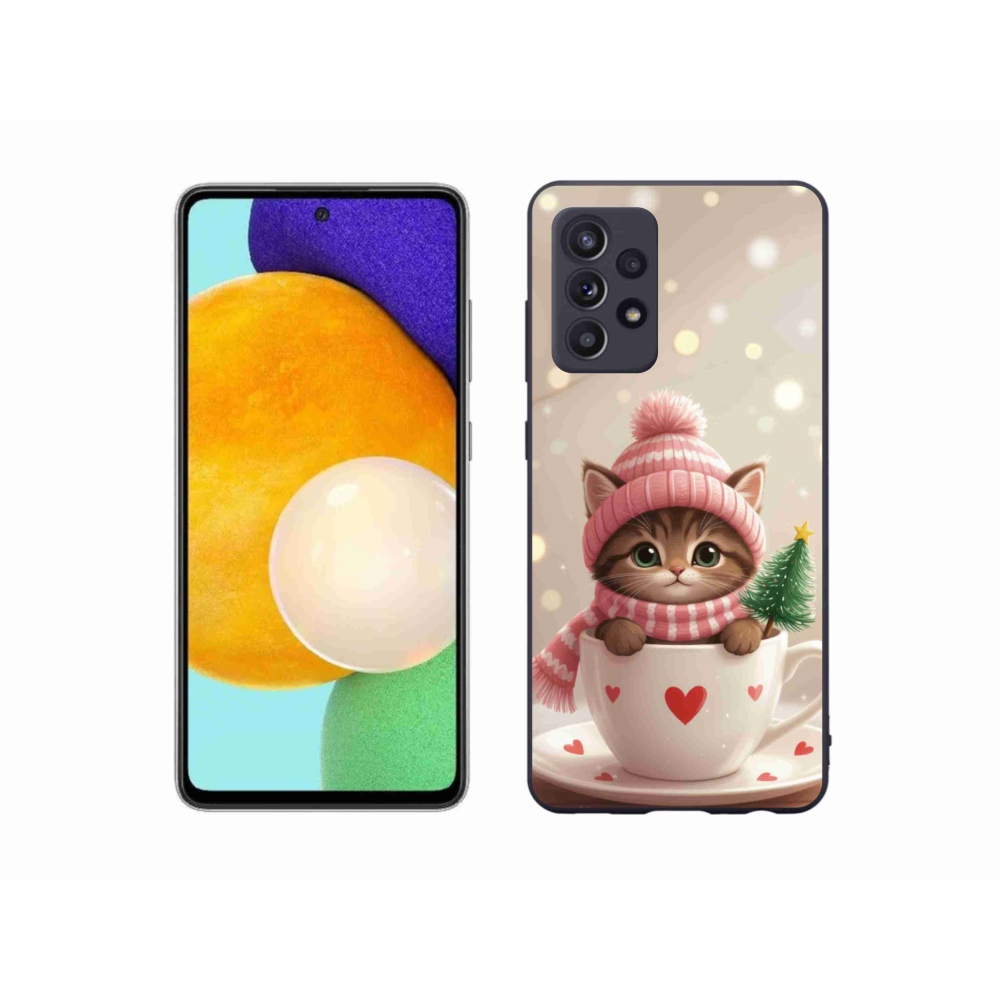 Gelový kryt mmCase na Samsung Galaxy A52/52 5G - vánoční kotě v hrnku