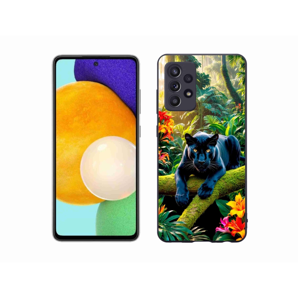 Gelový kryt mmCase na Samsung Galaxy A52/A52 5G - černý panter v džungli