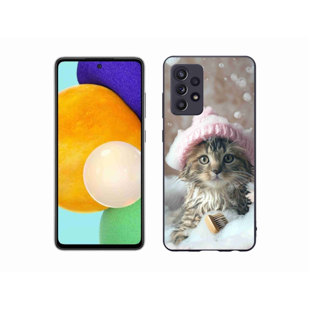 Gelový kryt mmCase na Samsung Galaxy A52/A52 5G - kotě a koupel