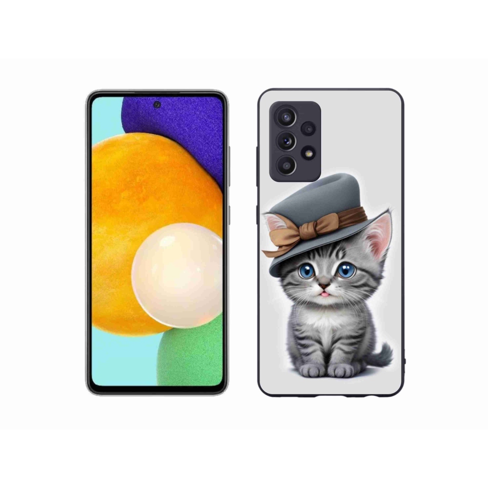 Gelový kryt mmCase na Samsung Galaxy A52/A52 5G - kotě s kloboukem