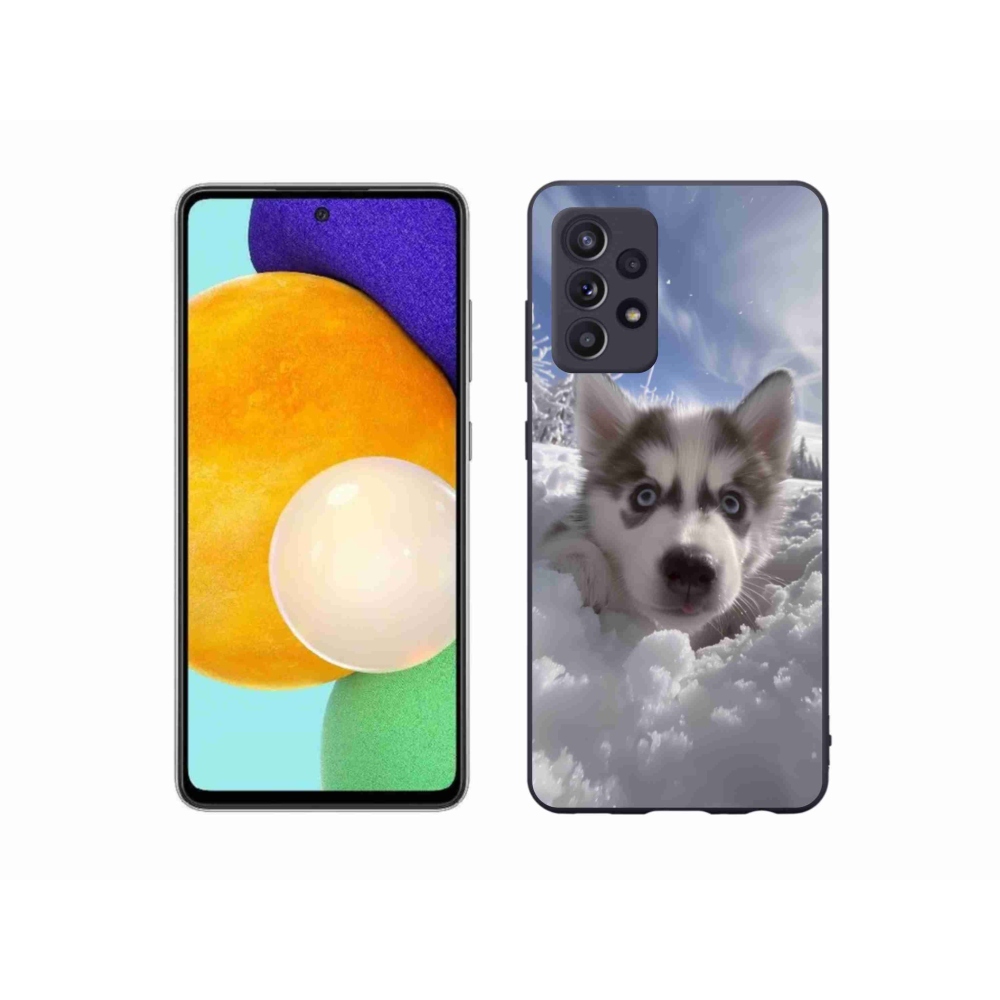 Gelový kryt mmCase na Samsung Galaxy A52s 5G - husky ve sněhu