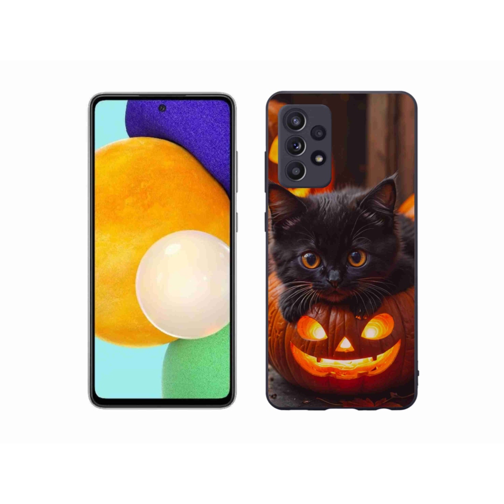 Gelový kryt mmCase na Samsung Galaxy A52s 5G - kotě a dýně