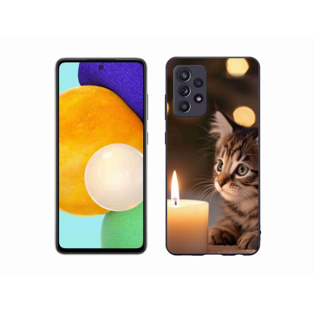 Gelový kryt mmCase na Samsung Galaxy A52s 5G - kotě a svíčka