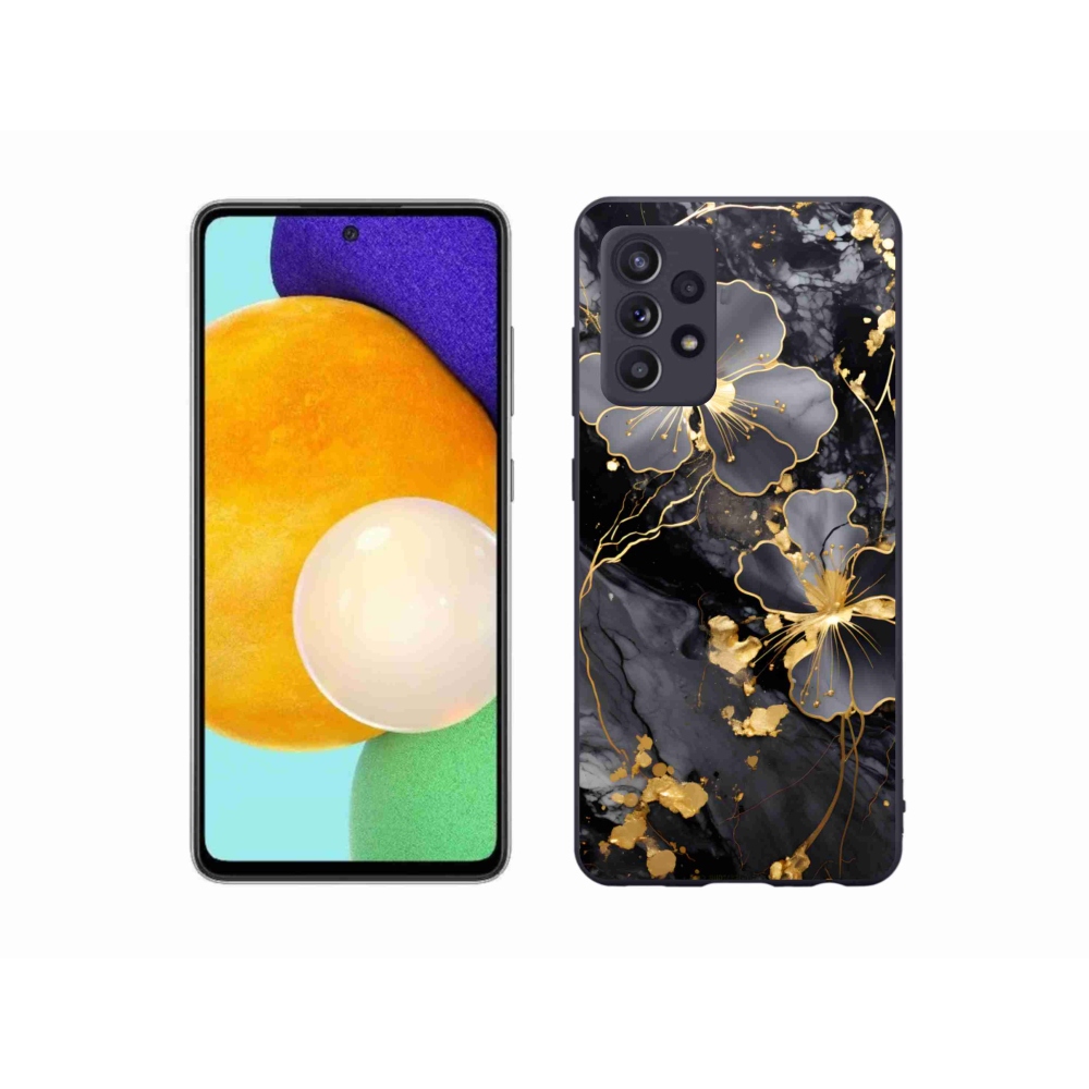 Gelový kryt mmCase na Samsung Galaxy A52s 5G - zlaté květy