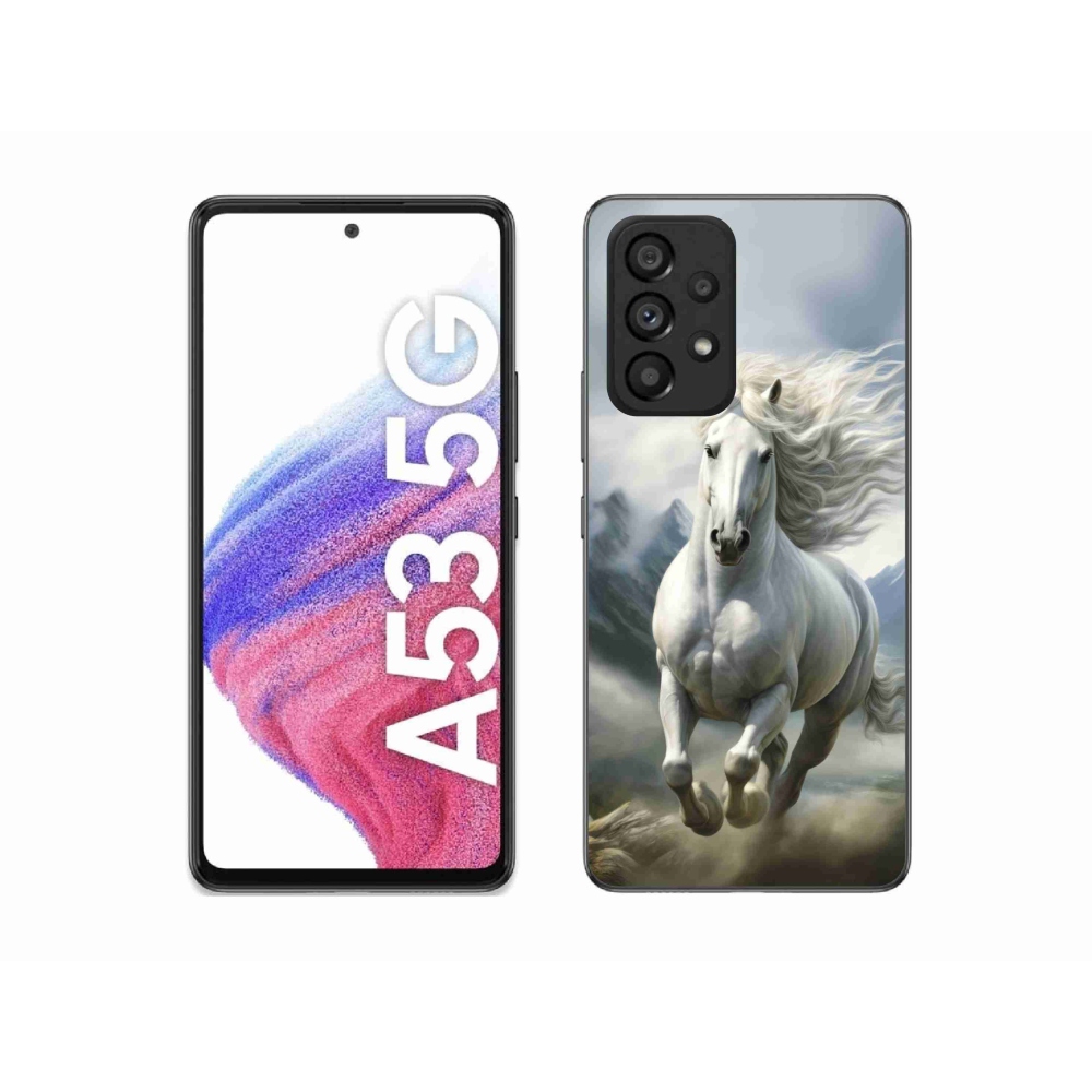 Gelový kryt mmCase na Samsung Galaxy A53 5G - běžící bílý kůň 3