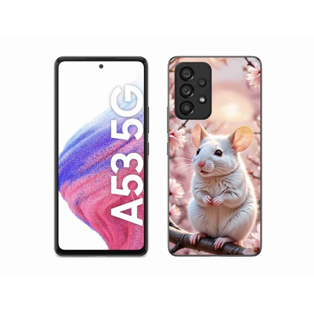 Gelový kryt mmCase na Samsung Galaxy A53 5G - bílá myš na větvi