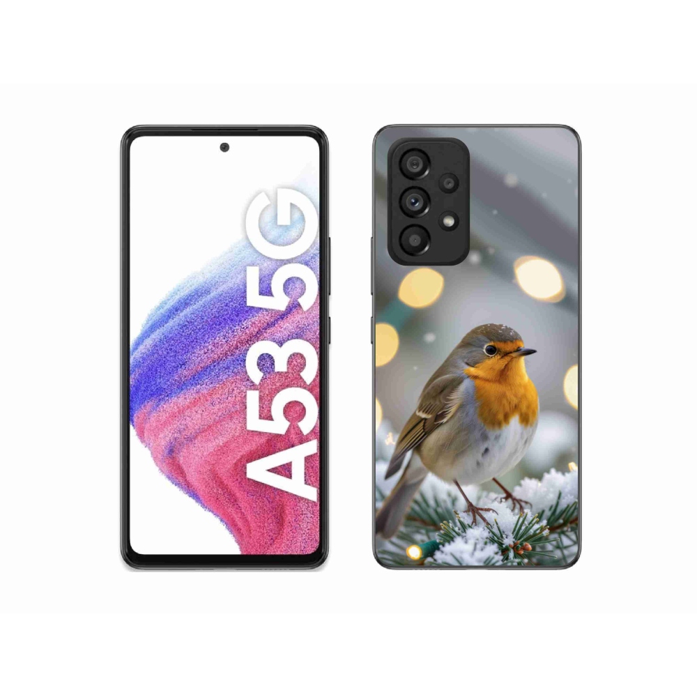 Gelový kryt mmCase na Samsung Galaxy A53 5G - červenka v zimě
