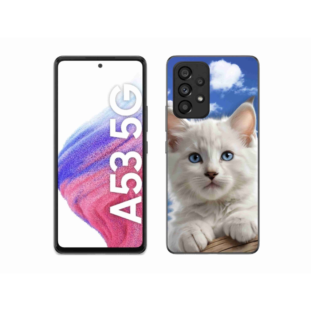 Gelový kryt mmCase na Samsung Galaxy A53 5G - kotě a oblaka