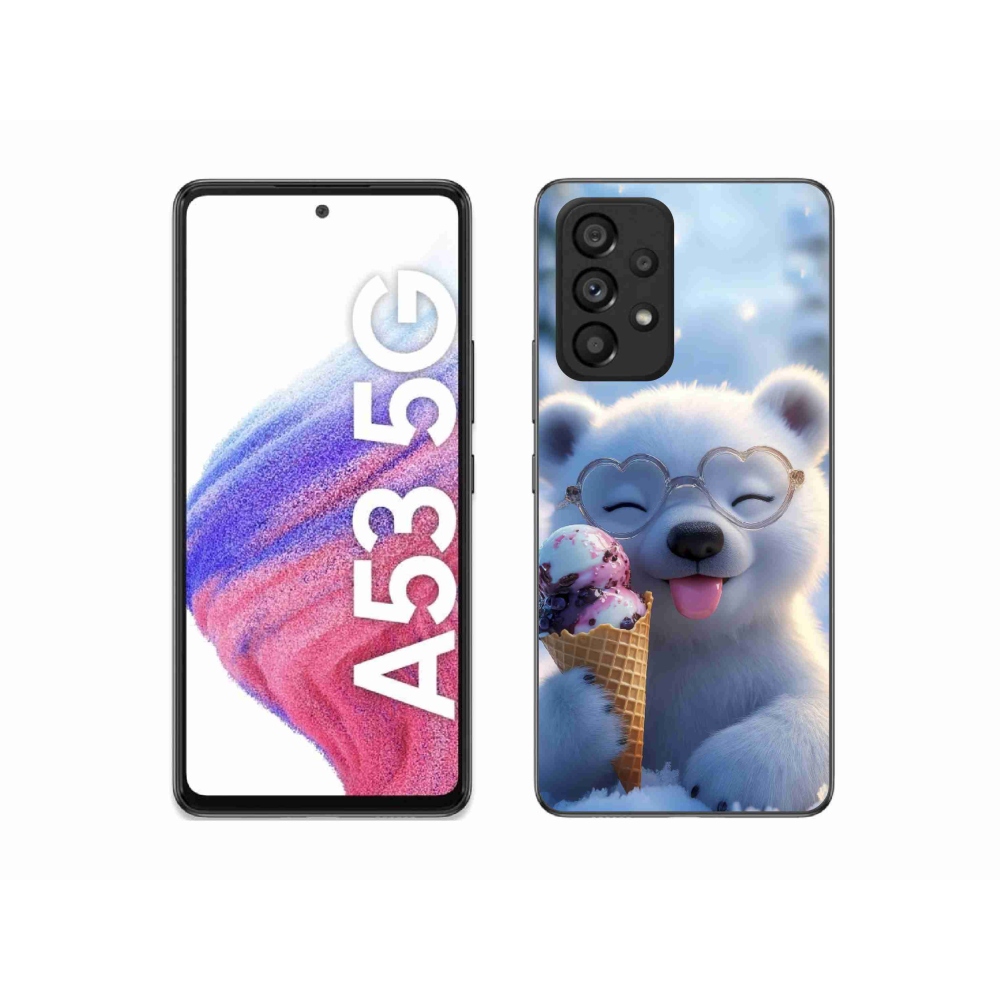 Gelový kryt mmCase na Samsung Galaxy A53 5G - medvídek se zmrzlinou