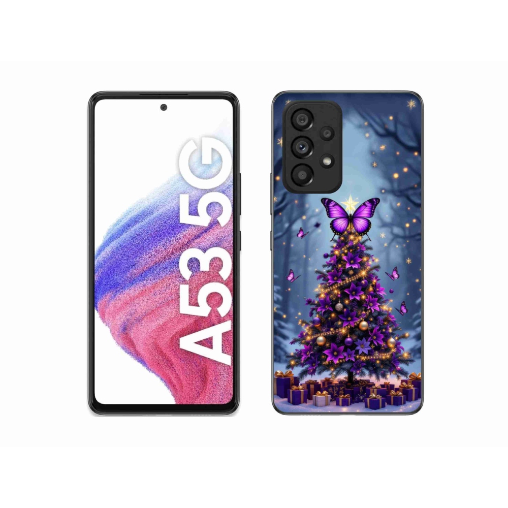 Gelový kryt mmCase na Samsung Galaxy A53 5G - motýlí vánoční stromek
