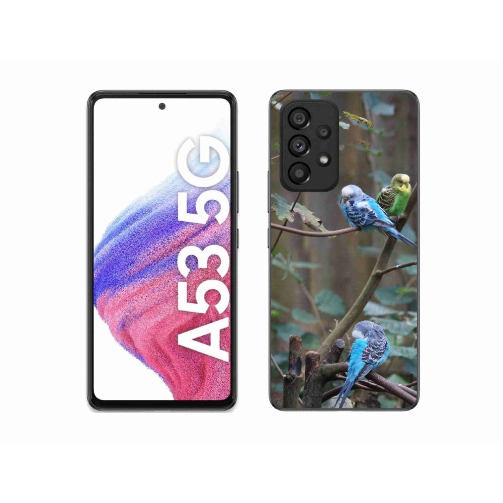Gelový kryt mmCase na Samsung Galaxy A53 5G - papoušci na větvi