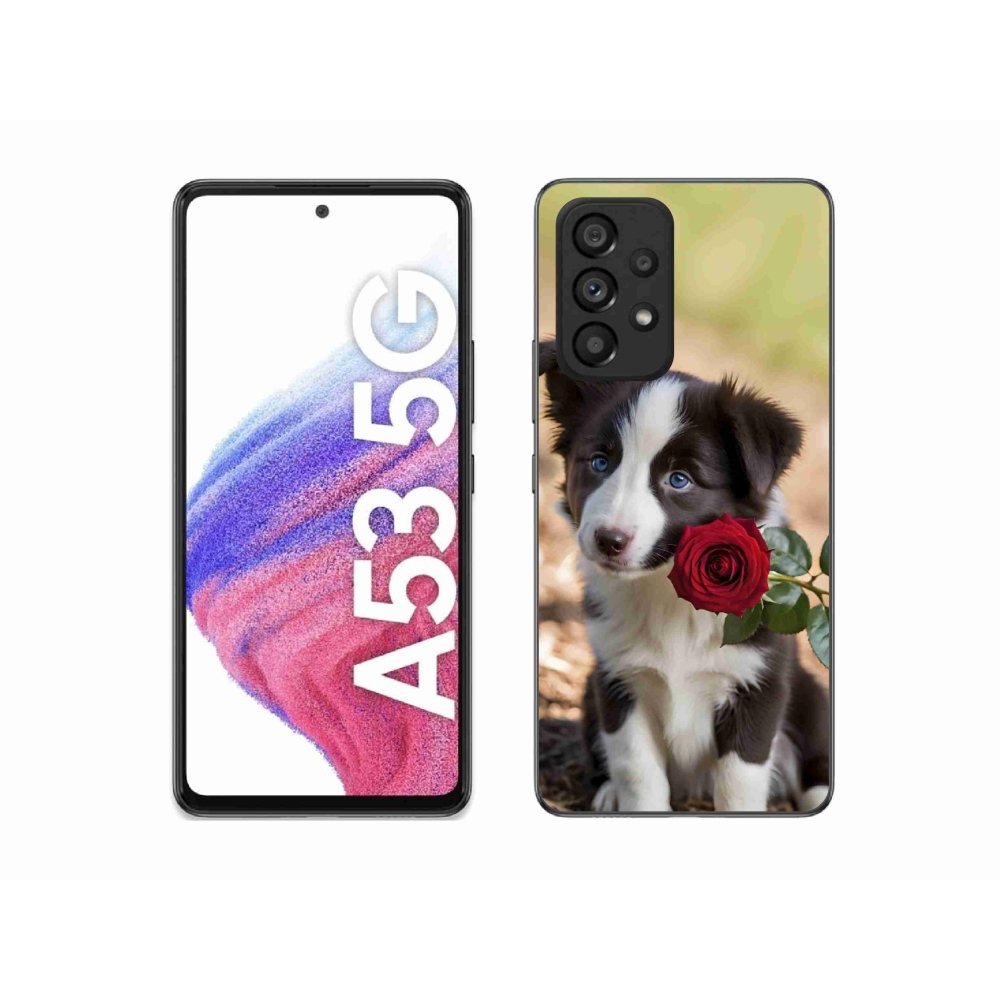 Gelový kryt mmCase na Samsung Galaxy A53 5G - roztomilá border kolie s růží
