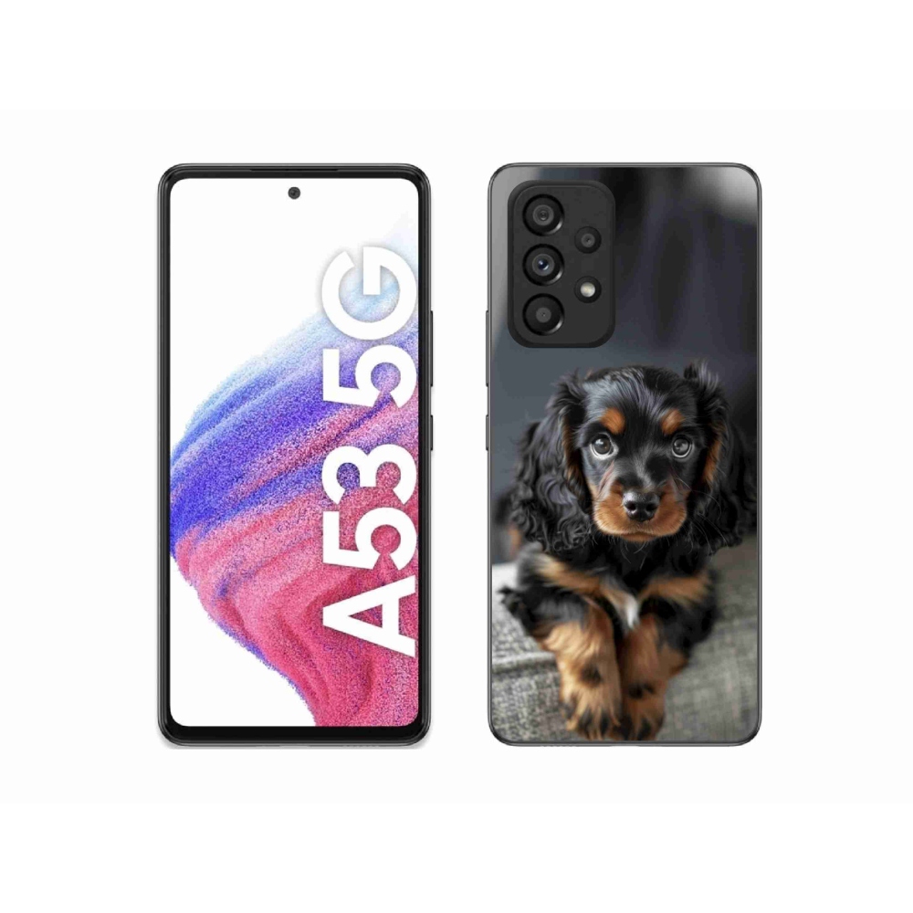 Gelový kryt mmCase na Samsung Galaxy A53 5G - roztomilý dlouhosrstý jezevčík