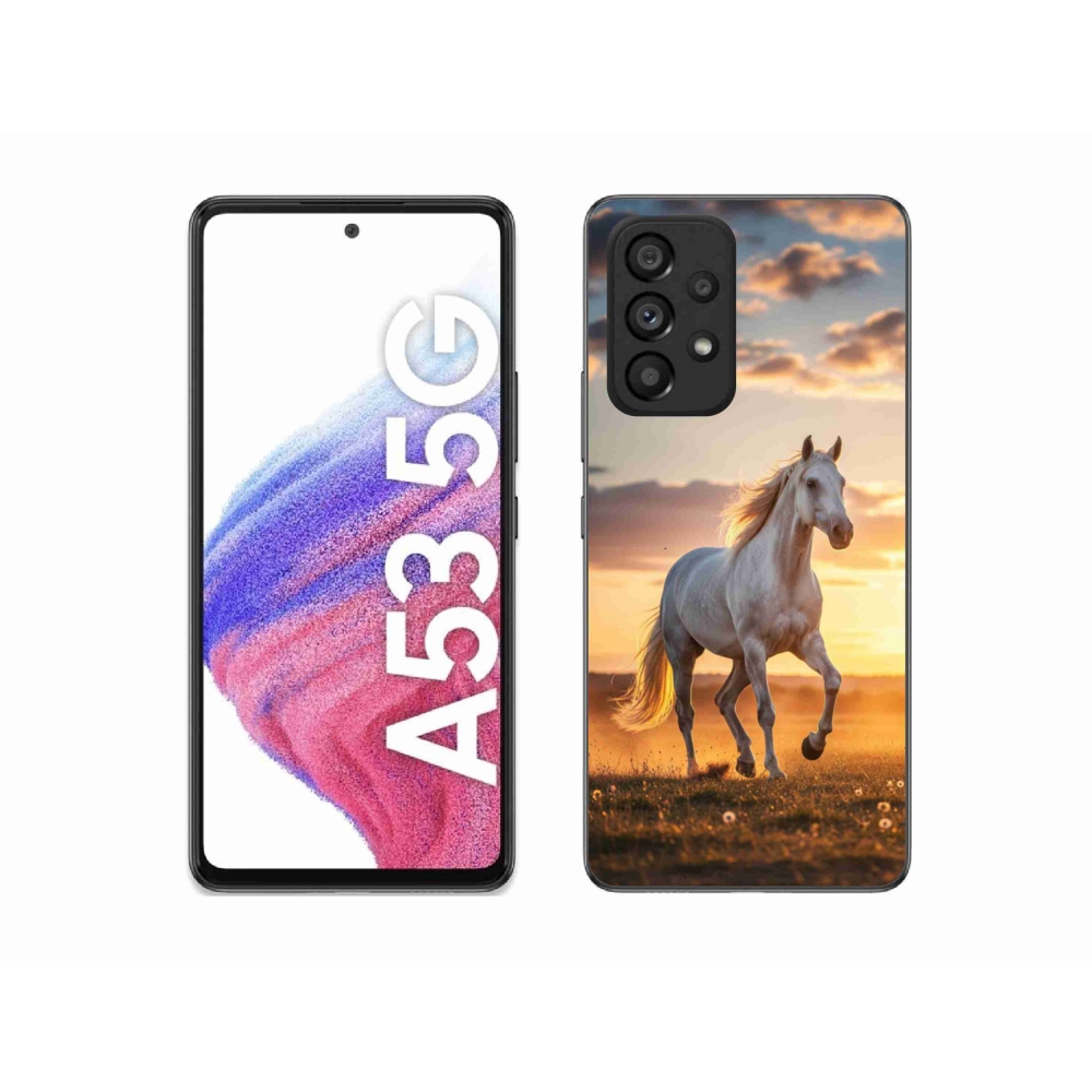 Gelový kryt mmCase na Samsung Galaxy A53 - běžící bílý kůň 2