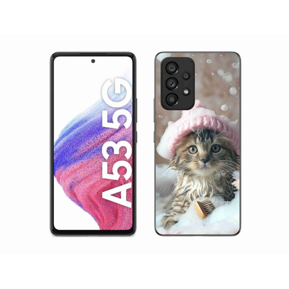 Gelový kryt mmCase na Samsung Galaxy A53 - kotě a koupel