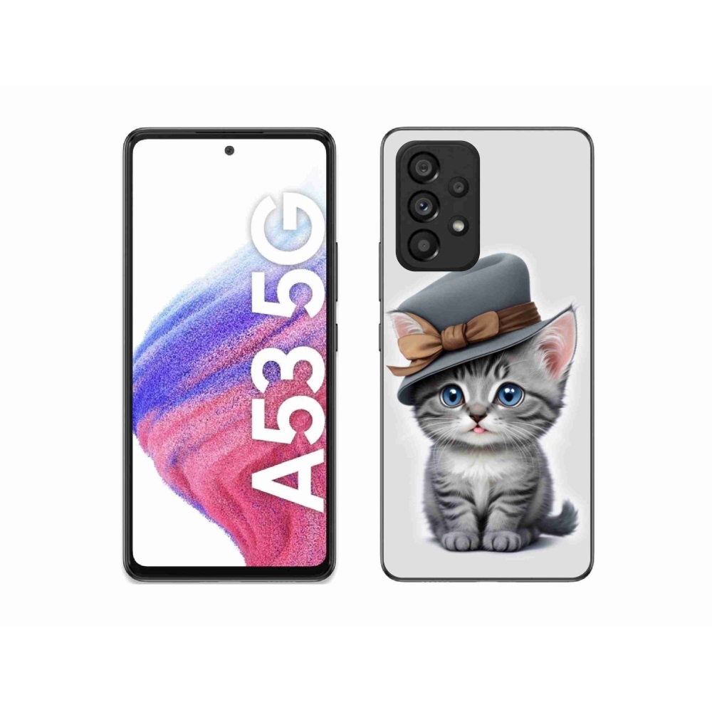 Gelový kryt mmCase na Samsung Galaxy A53 - kotě s kloboukem