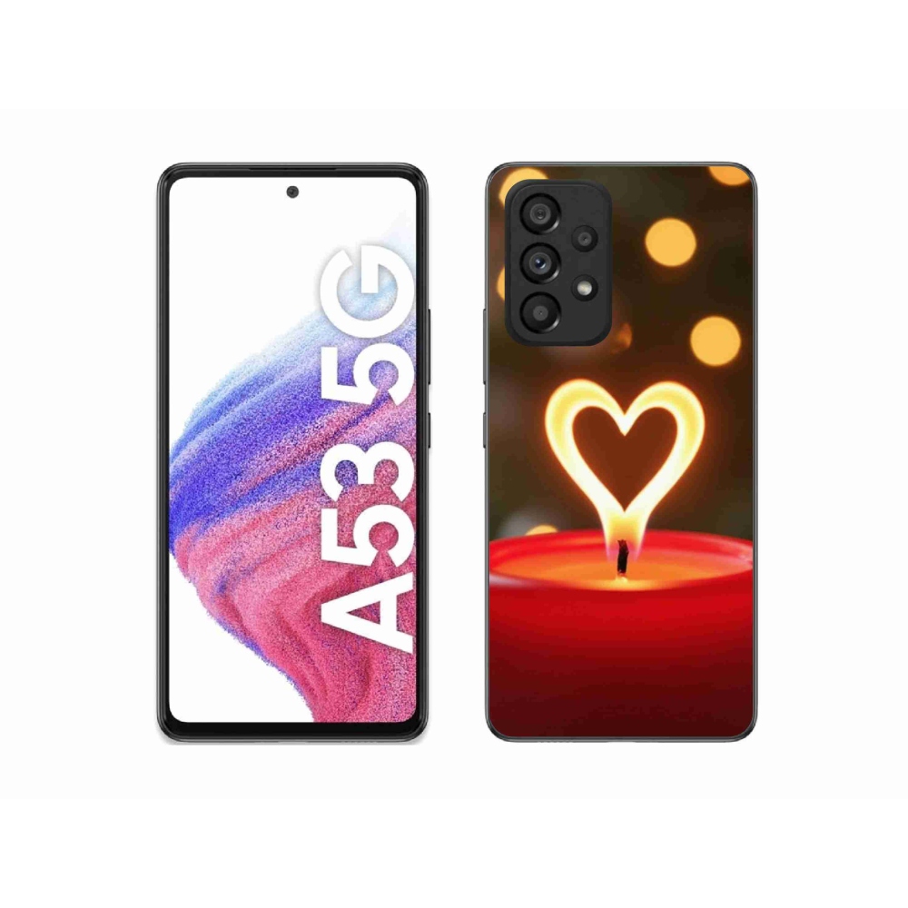 Gelový kryt mmCase na Samsung Galaxy A53 - srdce z plamene