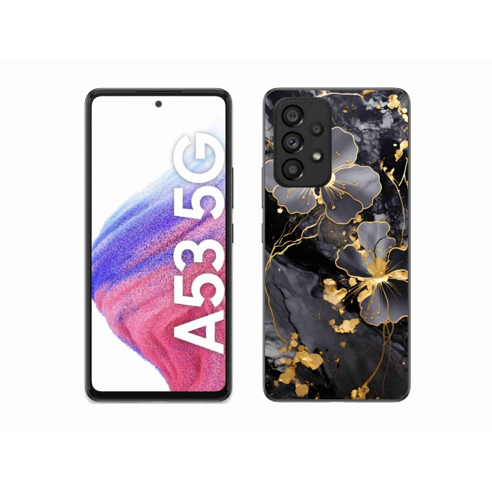 Gelový kryt mmCase na Samsung Galaxy A53 - zlaté květy