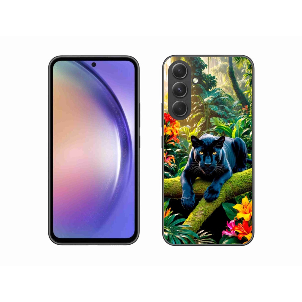 Gelový kryt mmCase na Samsung Galaxy A54 5G - černý panter v džungli