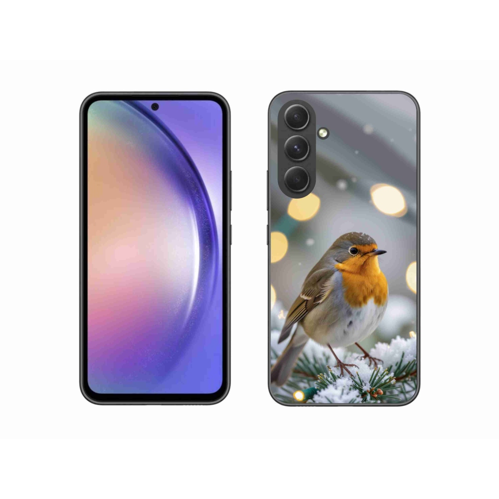Gelový kryt mmCase na Samsung Galaxy A54 5G - červenka v zimě