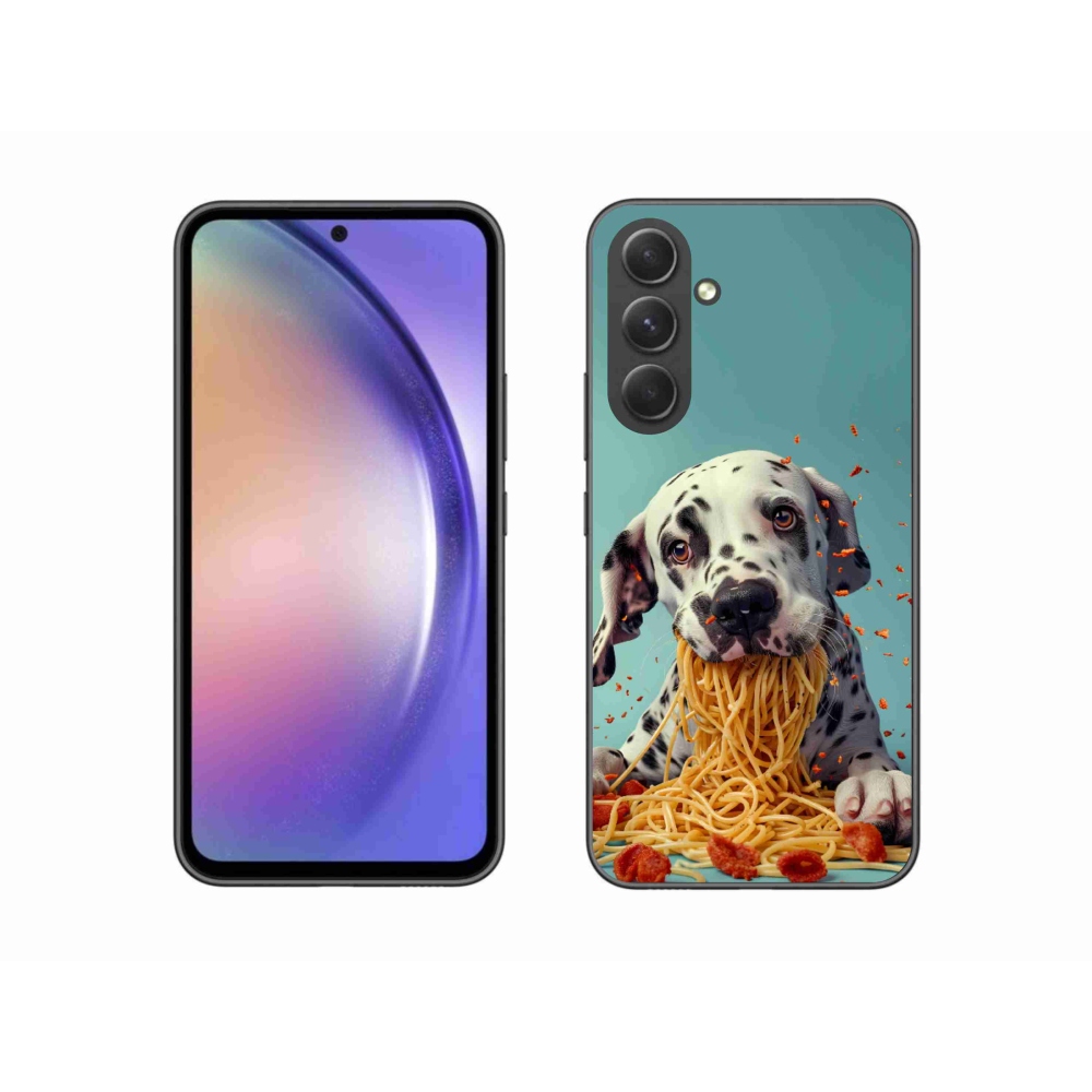 Gelový kryt mmCase na Samsung Galaxy A54 5G - dalmatin a špagety