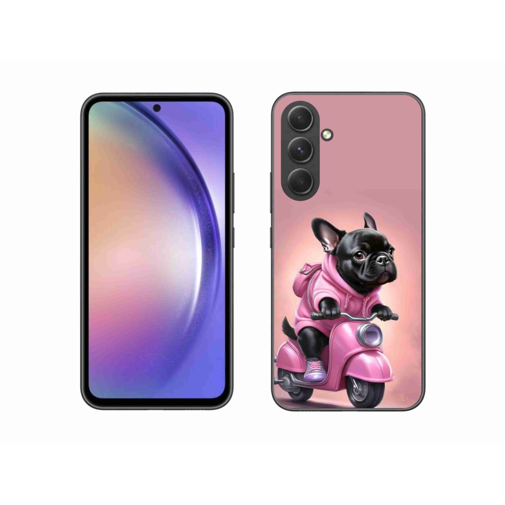 Gelový kryt mmCase na Samsung Galaxy A54 5G - francouzský buldoček na skútru