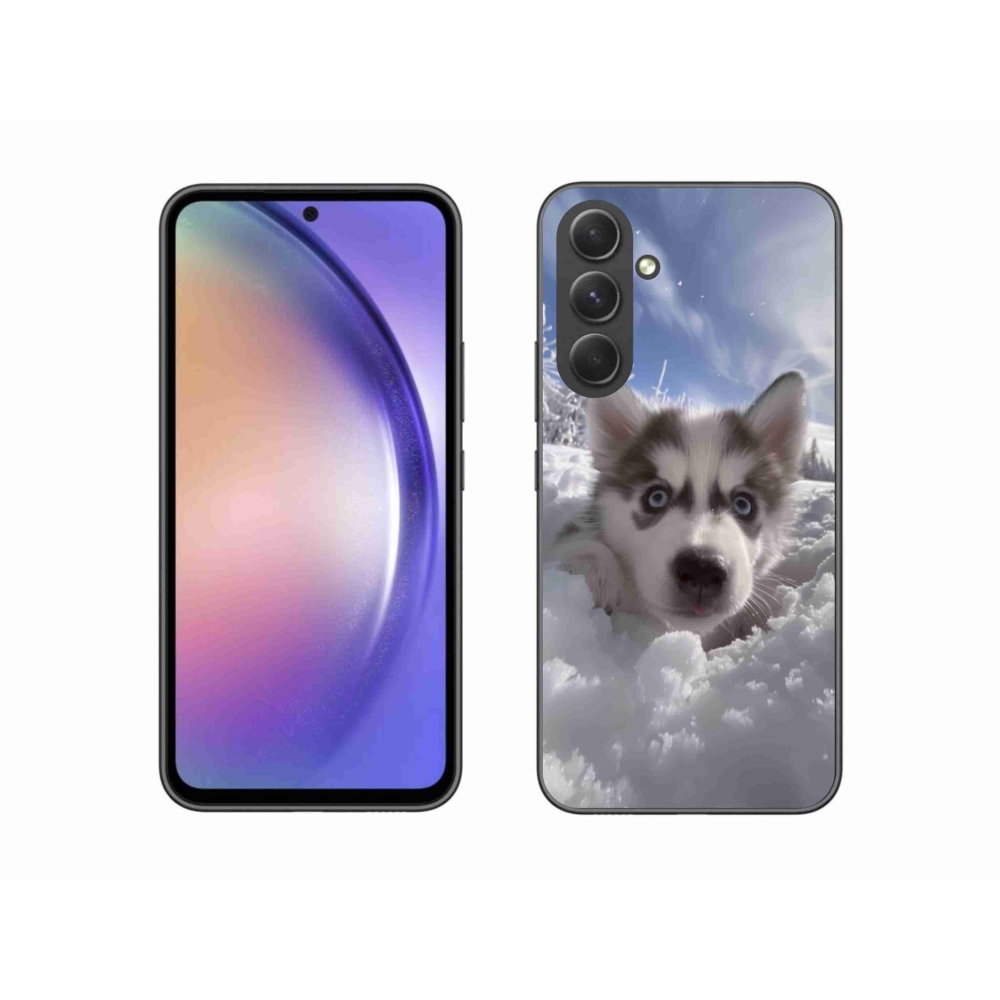 Gelový kryt mmCase na Samsung Galaxy A54 5G - husky ve sněhu