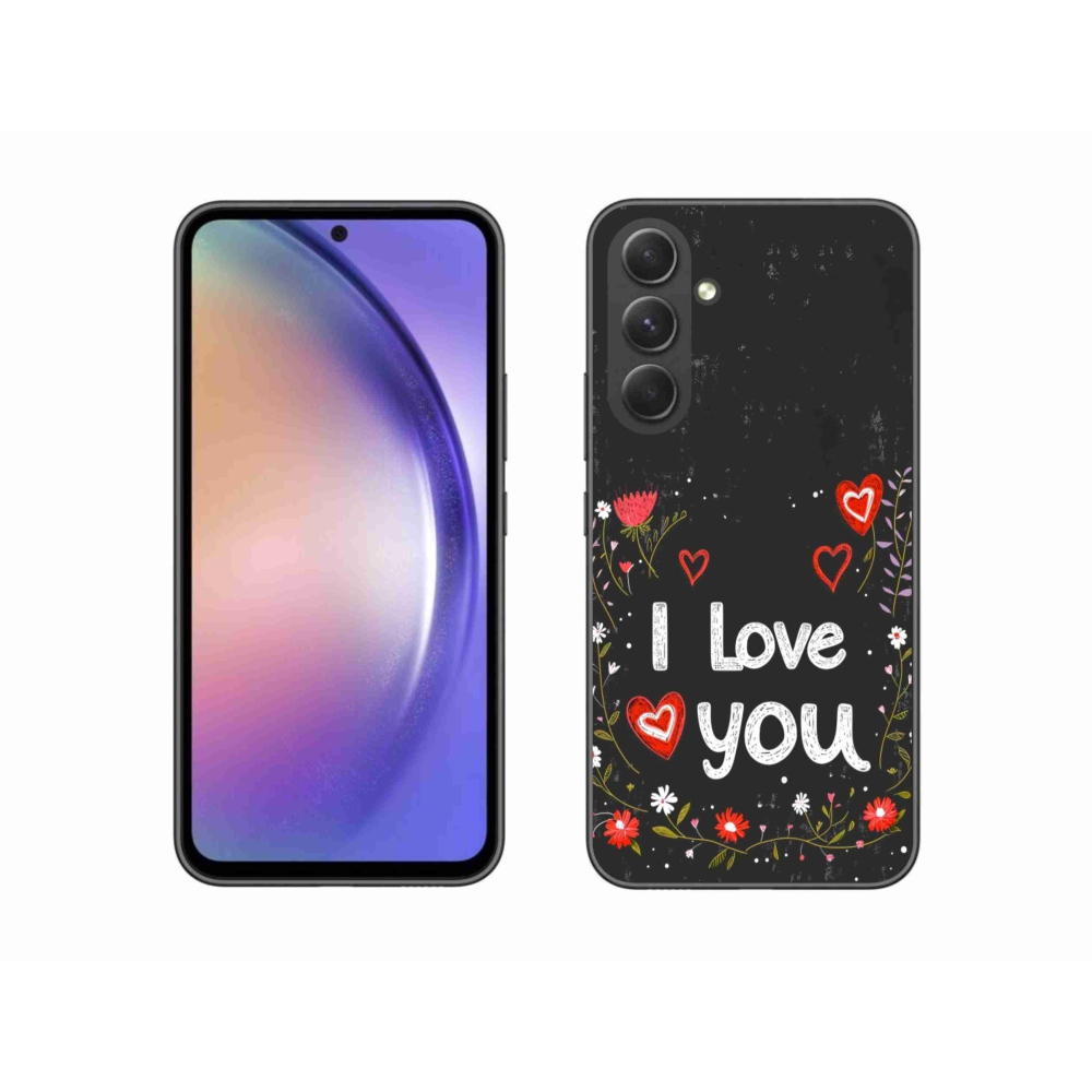 Gelový kryt mmCase na Samsung Galaxy A54 5G - I love you černé pozadí