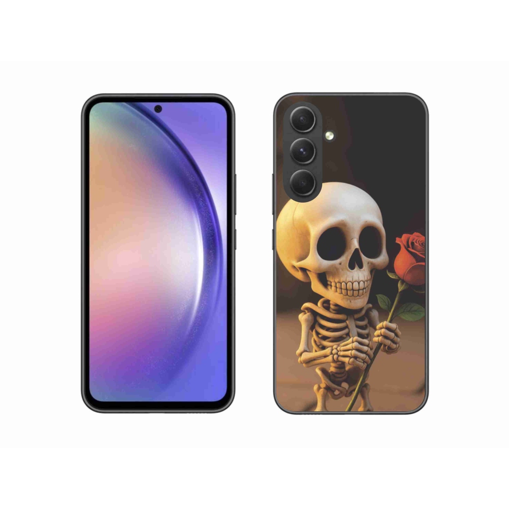 Gelový kryt mmCase na Samsung Galaxy A54 5G - kostlivec s růží