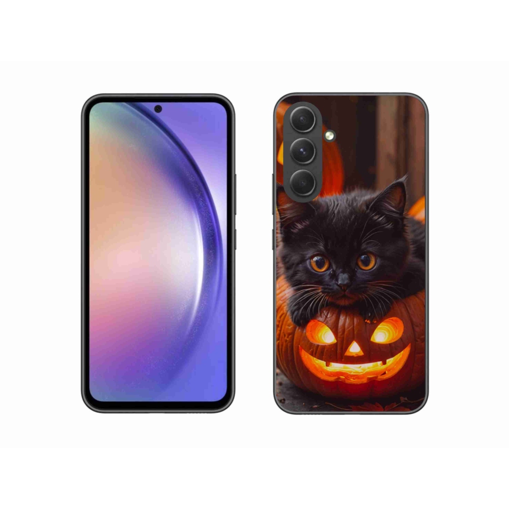 Gelový kryt mmCase na Samsung Galaxy A54 5G - kotě a dýně