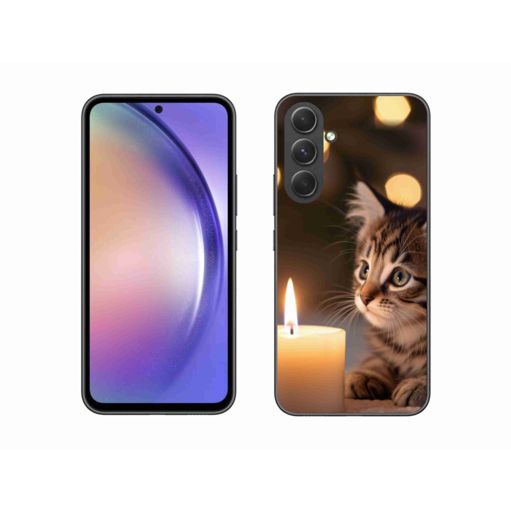 Gelový kryt mmCase na Samsung Galaxy A54 5G - kotě a svíčka