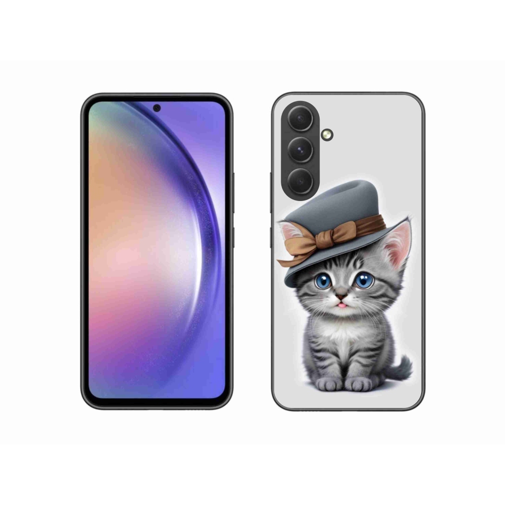 Gelový kryt mmCase na Samsung Galaxy A54 5G - kotě s kloboukem