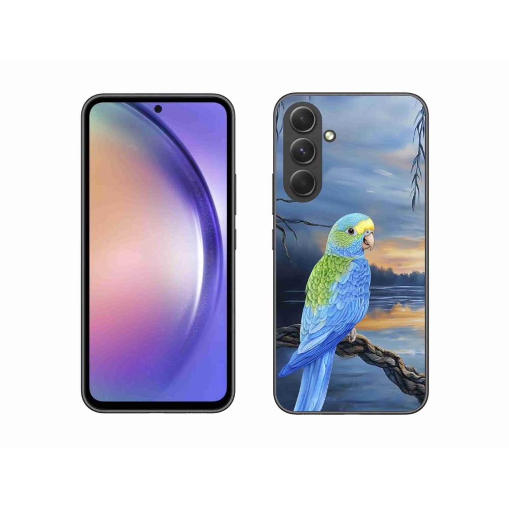 Gelový kryt mmCase na Samsung Galaxy A54 5G - modrý papoušek