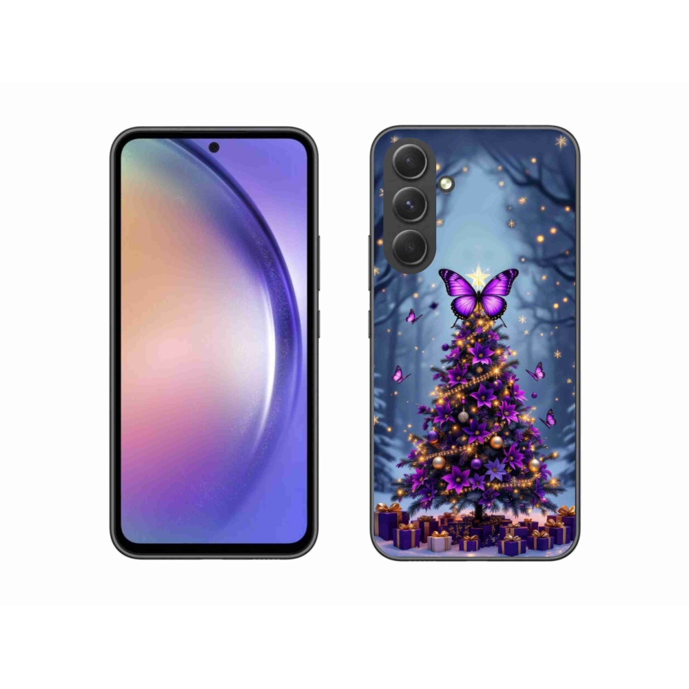 Gelový kryt mmCase na Samsung Galaxy A54 5G - motýlí vánoční stromek