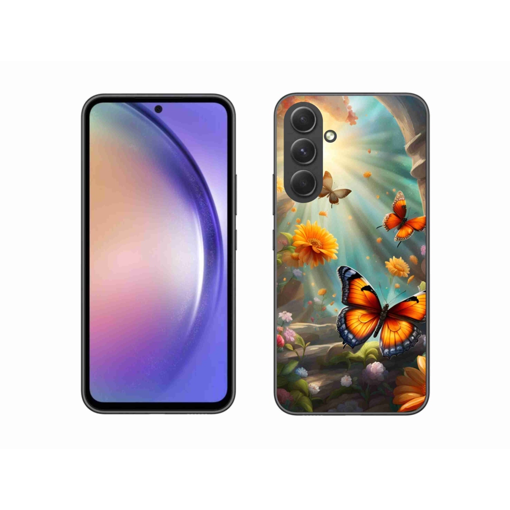 Gelový kryt mmCase na Samsung Galaxy A54 5G - motýlí zahrada 2