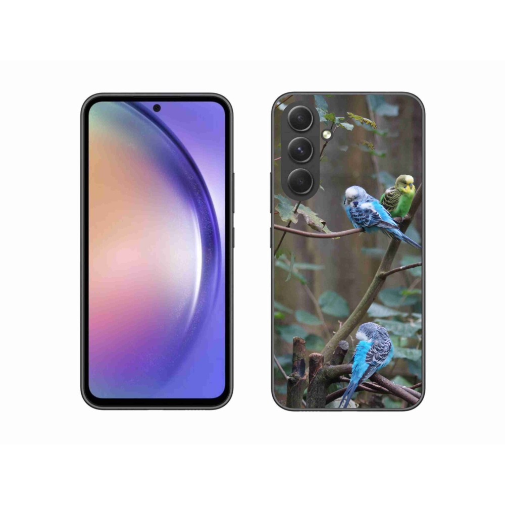 Gelový kryt mmCase na Samsung Galaxy A54 5G - papoušci na větvi