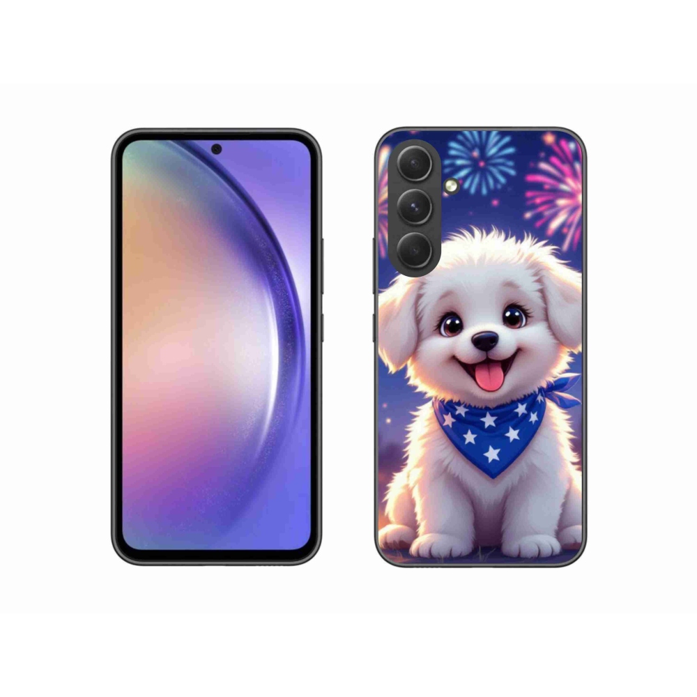 Gelový kryt mmCase na Samsung Galaxy A54 5G - slavnostní štěně