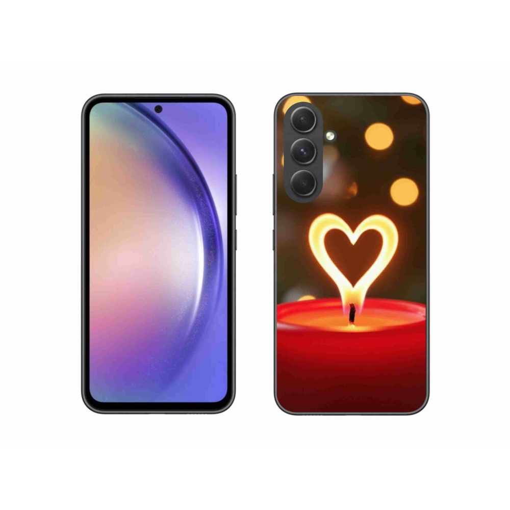 Gelový kryt mmCase na Samsung Galaxy A54 5G - srdce z plamene