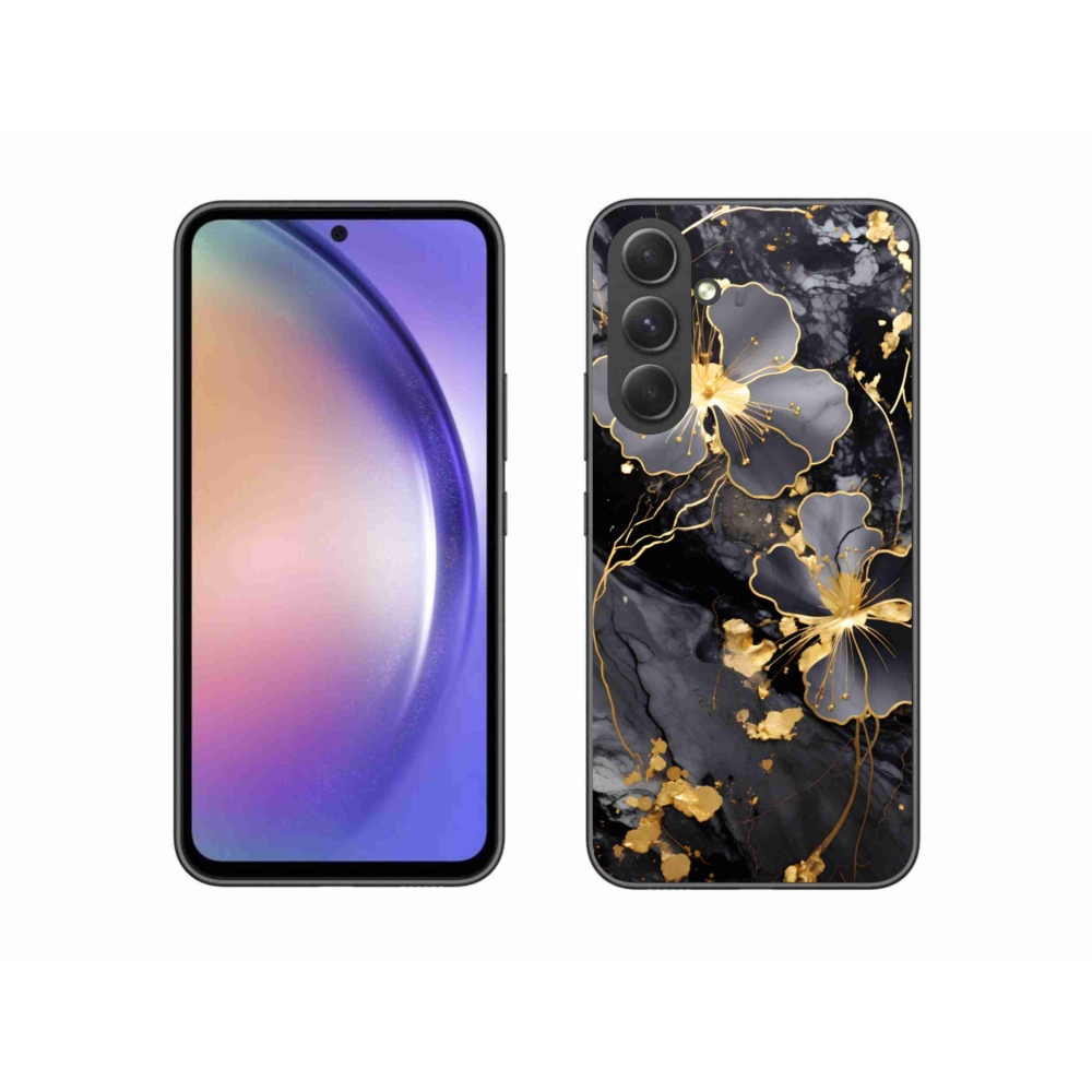 Gelový kryt mmCase na Samsung Galaxy A54 5G - zlaté květy
