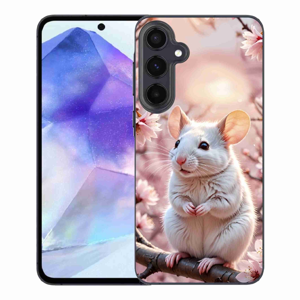 Gelový kryt mmCase na Samsung Galaxy A55 5G - bílá myš na větvi