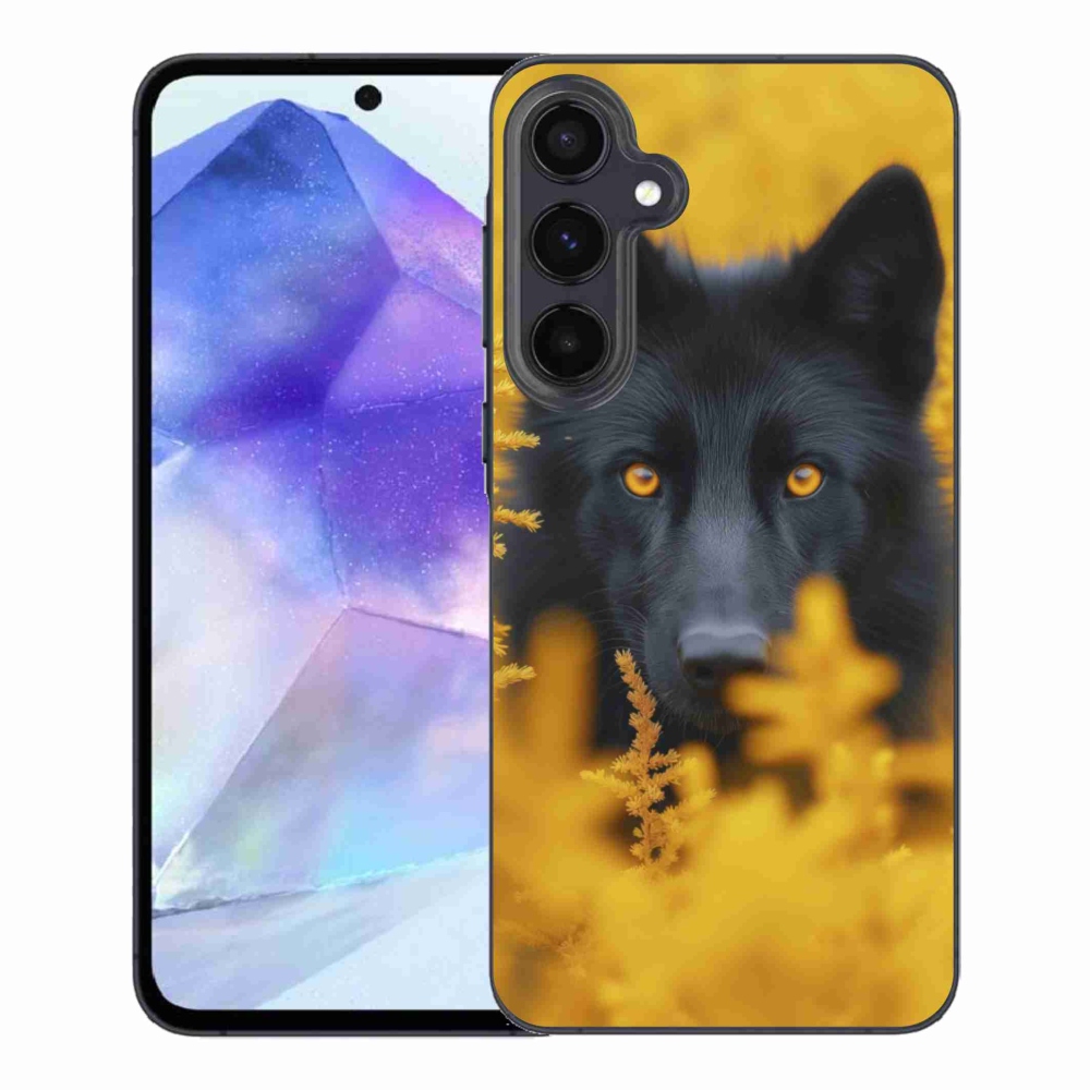 Gelový kryt mmCase na Samsung Galaxy A55 5G - černý vlk 2