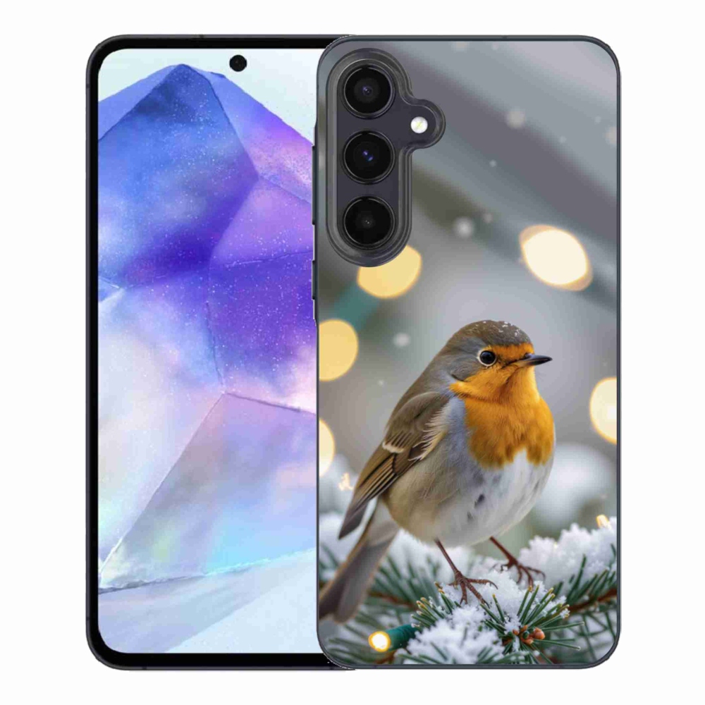 Gelový kryt mmCase na Samsung Galaxy A55 5G - červenka v zimě