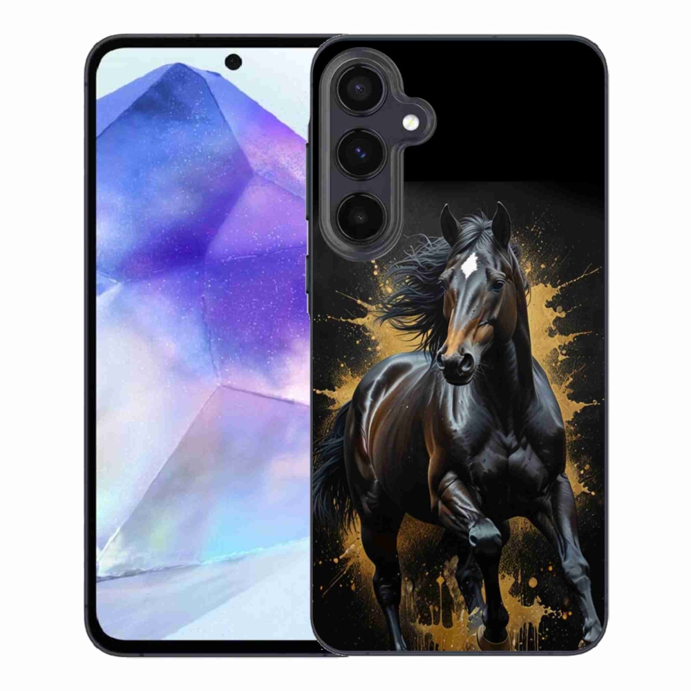 Gelový kryt mmCase na Samsung Galaxy A55 5G - elegantní černý hřebec