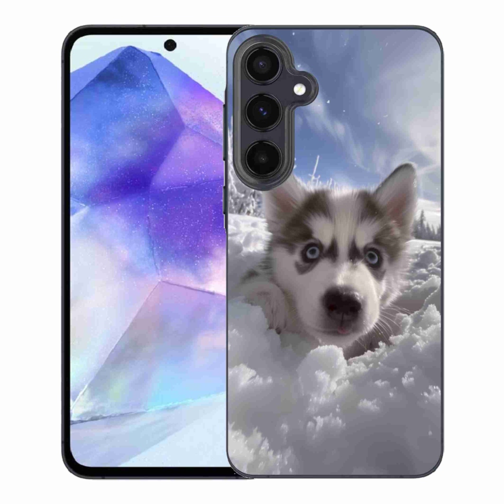Gelový kryt mmCase na Samsung Galaxy A55 5G - husky ve sněhu