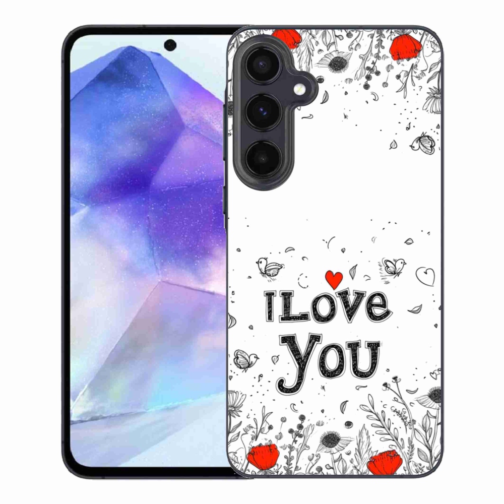 Gelový kryt mmCase na Samsung Galaxy A55 5G - I love you bílé pozadí