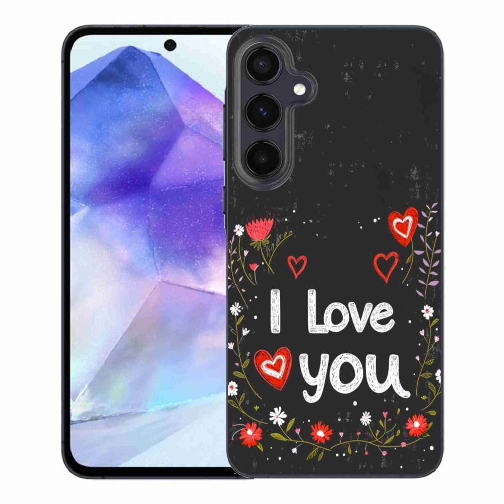 Gelový kryt mmCase na Samsung Galaxy A55 5G - I love you černé pozadí